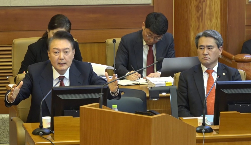 탄핵심판 5차 변론서 진술하는 윤석열 대통령(사진=연합뉴스)