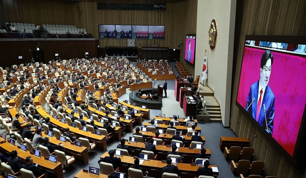 권성동 원내대표 교섭단체 대표연설이 진행되는 국회 본회의장(사진=연합뉴스)