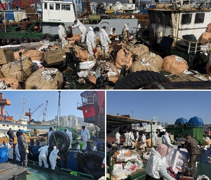 수거작업 모습.(제공=부산해경)