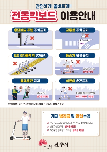 전주시, 무단방치 ‘전동킥보드’ 견인 유예 시간 단축