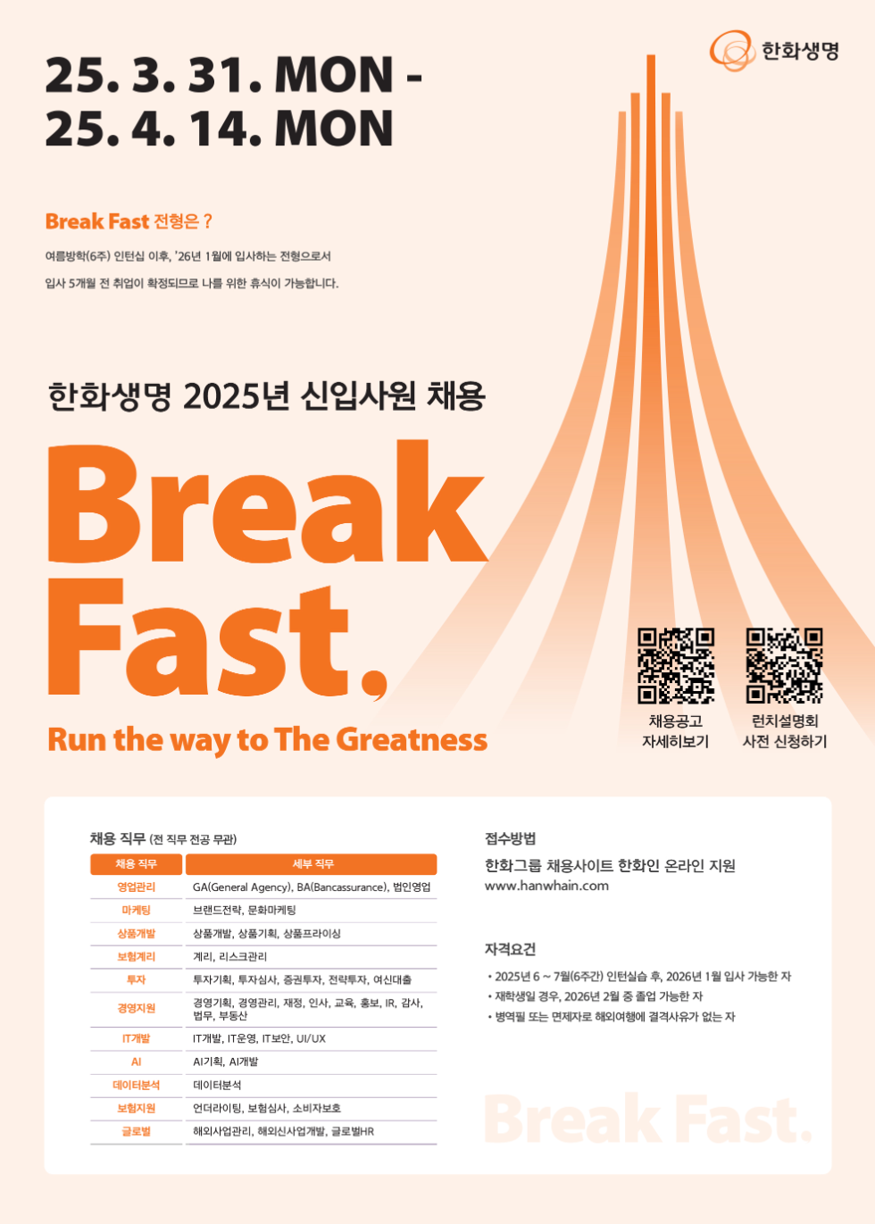 한화생명, 내달 14일까지 2025년 신입사원 공개 채용