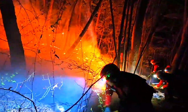 야간산불진화모습.(제공=산림청)