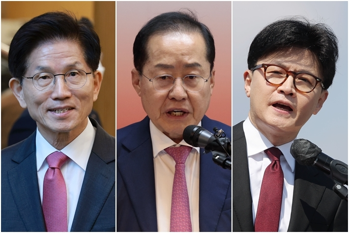 왼쪽부터 김문수-홍준표-한동훈(사진=연합뉴스)