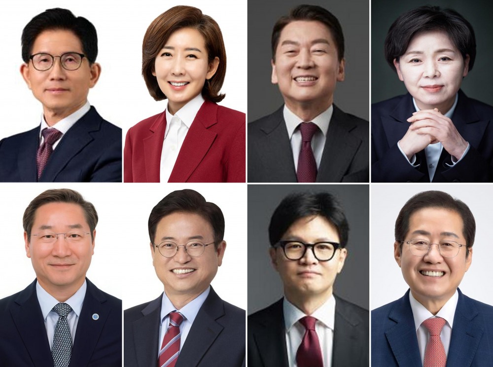 국민의힘 대통령후보자 1차 경선 진출자 8인(사진=연합뉴스)