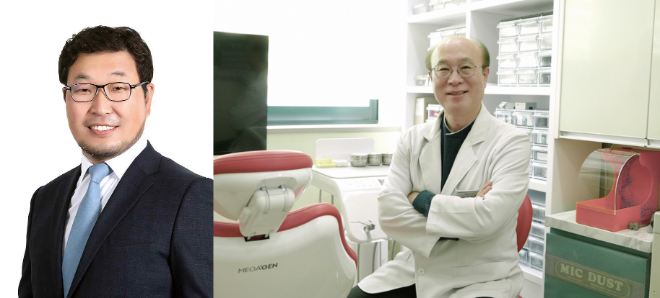 송종윤 서울특별시 강서구치과의사회 회장(좌), 이화준 전주고은이치과의원 원장(우). 사진=동화약품