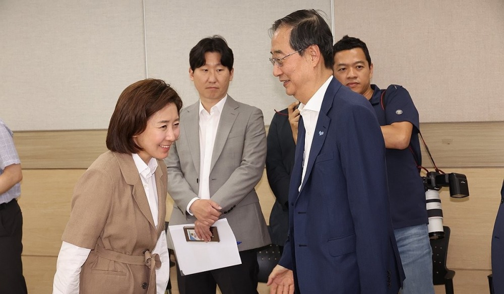 한덕수 대통령 권한대행 국무총리(오른쪽)와 국민의힘 나경원 의원(사진=연합뉴스)