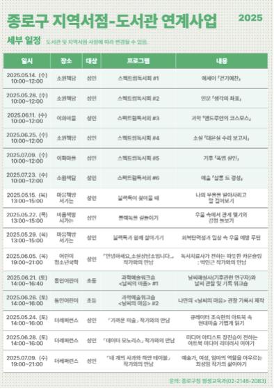 올해 프로그램 시간표