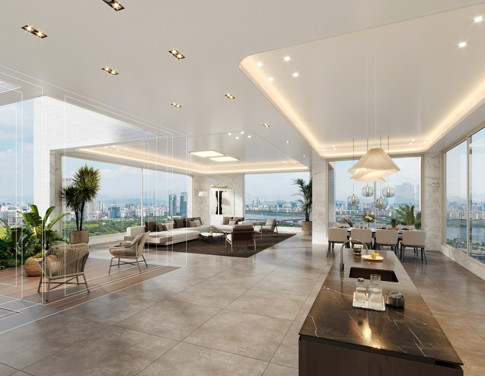 4면 개방형 거실.(사진=포스코이앤씨)