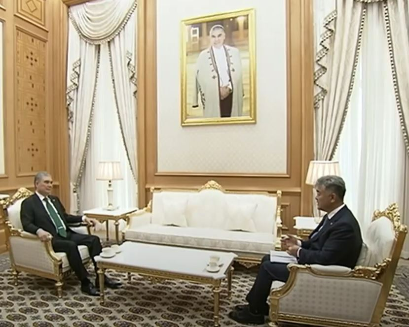 정원주 회장이 6월 28일 투르크메니스탄 국가최고지도자를 예방했다.(사진=대우건설)