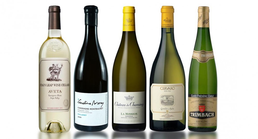 왼쪽부터 스택스립 아베타 소비뇽 블랑,도멘 카롤린 모레이 샤샤뉴 몽라쉐 프리미에 크뤼 깔리헤,샤또 드 샤미레 메르퀴레 1등급 라미씨옹, 체르바로, 트림바크 프레데릭 에밀