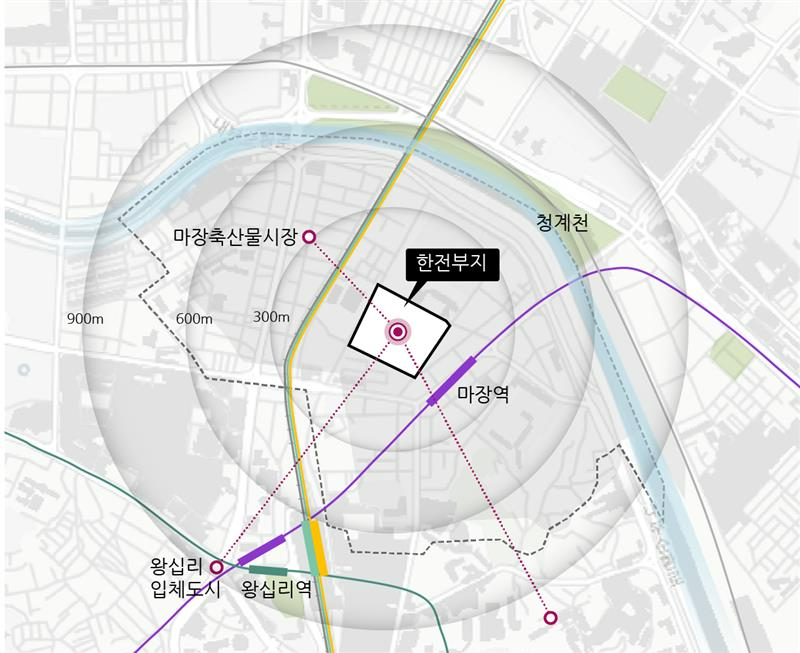 마장동 한전물류센터 부지 위치도.(사진=BS그룹)