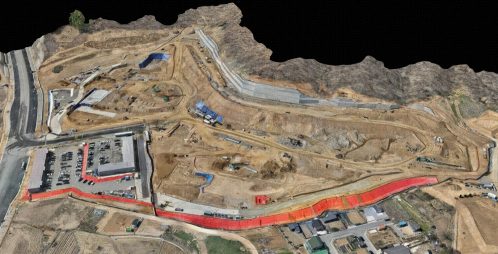 드론 플랫폼으로 제작된 '아크로 드 서초' 현장 전경.(사진=DL이앤씨)