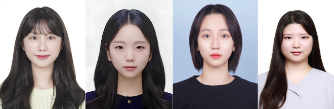 (왼쪽부터) 김민하 AI융합학부, 선예원 수리통계데이터사이언스학부, 김경민 일반대학원 통계학과, 이지혜 일반대학원 통계학과 학생. 사진=성신여대