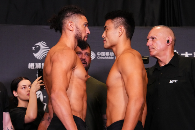 조니 워커 vs 장밍양 페이스오프.(사진= UFC 한국 미디어 커뮤니케이션)