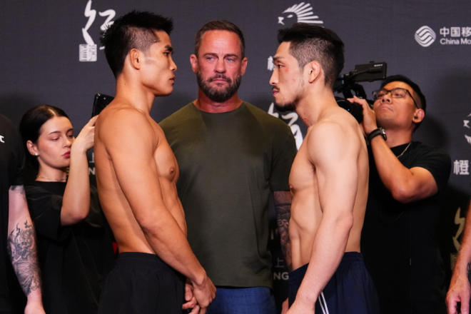 유수영 vs 샤오롱 페이스오프. (사진=UFC 한국 미디어 커뮤니케이션)