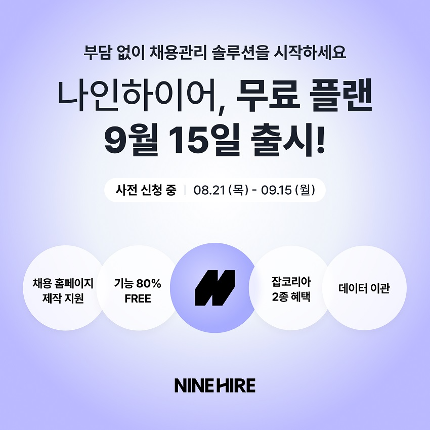잡코리아 나인하이어, 신규 무료 요금제 사전 신청 기업 모집