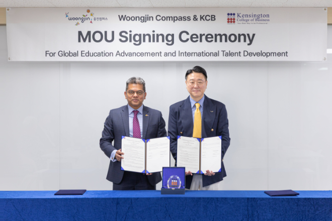 웅진컴퍼스, 英 켄싱턴대와 글로벌 교육 콘텐츠 개발 위한 업무협약 체결