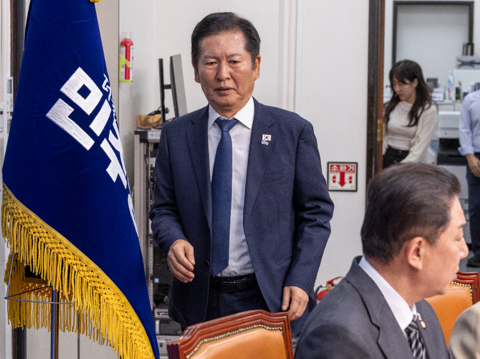 예산정책 협의회 입장하는 정청래(사진=연합뉴스)