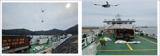 사용 드론 : 1종 사용(2대 사용) / 적재량(20kg~30kg) 탑재 / 인천시청