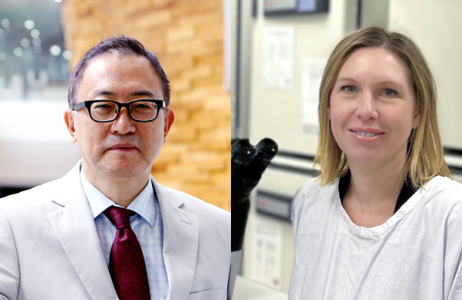 (좌) 차광렬 차병원∙차바이오그룹 글로벌종합연구소장, (우) ‘차광렬 줄기세포상’ 수상자 케이티 아이어스 박사. 사진=차병원