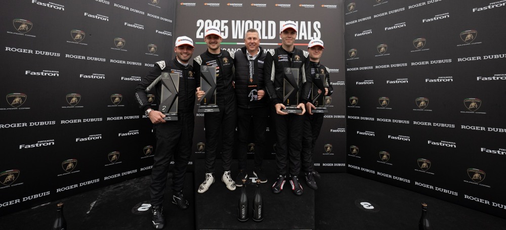 람보르기니 슈퍼 트로페오 2025 월드 파이널 프로(PRO) 클래스 포디엄.(사진=한국타이어)