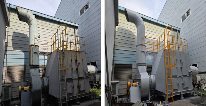 노후 산업단지 방지시설 재도색 지원 전 후 모습 / 경기도청