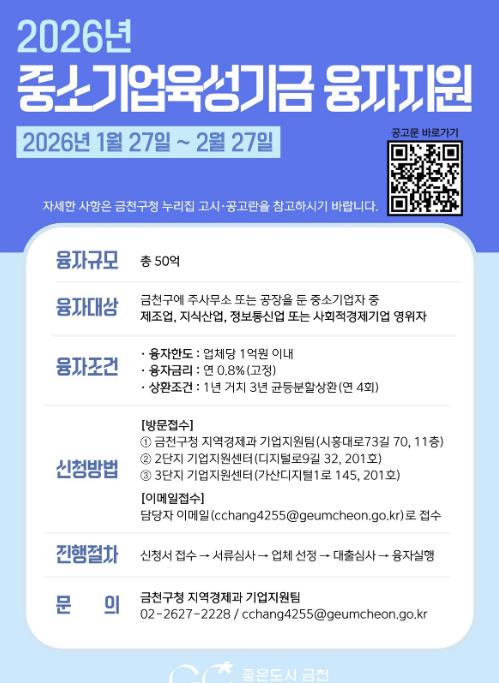 중소기업육성기금 융자지원 홍보물