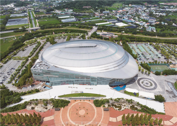 자전거 헬멧을 닮은 광명스피돔 외관. (사진=국민체육진흥공단)