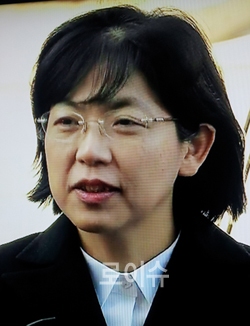 ▲이정희대표가헌법재판소에들어서는모습