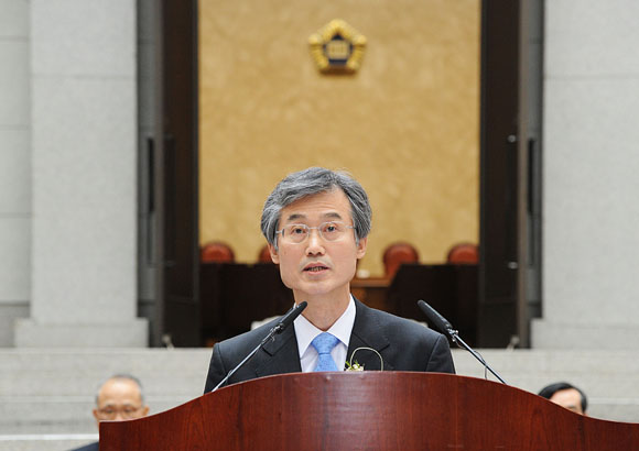 ▲취임사하는조희대대법관(사진제공=대법원)