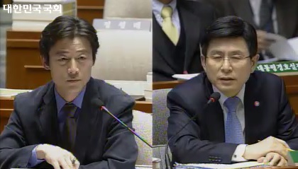▲13일국회에서충돌한송호창의원과황교안법무부장관