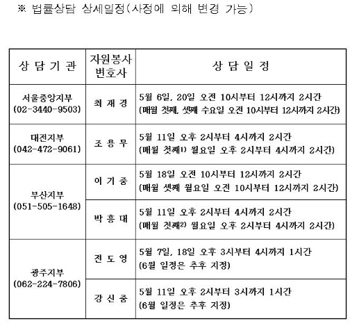 법률구조공단, 법원장ㆍ검사장 출신 변호사들 법률상담 자원봉사자로 위촉