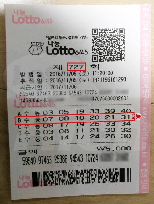 로또 727회 2등당첨자 “당첨금으로 아내에게 용돈 줄 것” 소감