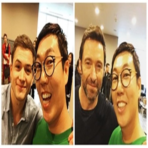 아는 형님 김영철, 휴 잭맨-태론 에커튼과 인증샷...'나 떨고 있니?'