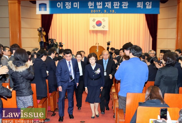 이정미 헌법재판관 퇴임식(사진=헌재)