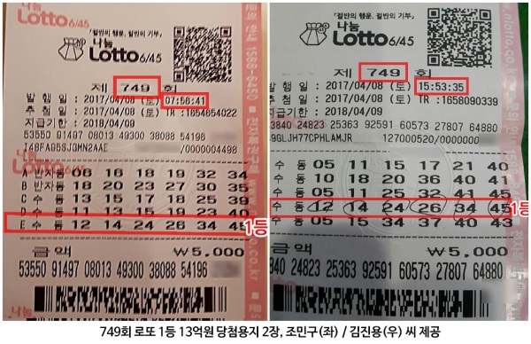 749회 로또 1등 수동 당첨자 두 명, 소감밝혀