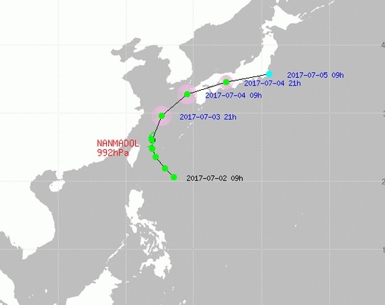 태풍 난마돌 북상, 다소 약한 태풍...제주에서 日 열도로 튼다