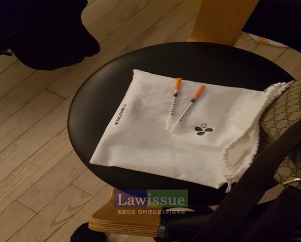 호텍방에서 투약한 필로폰주사기