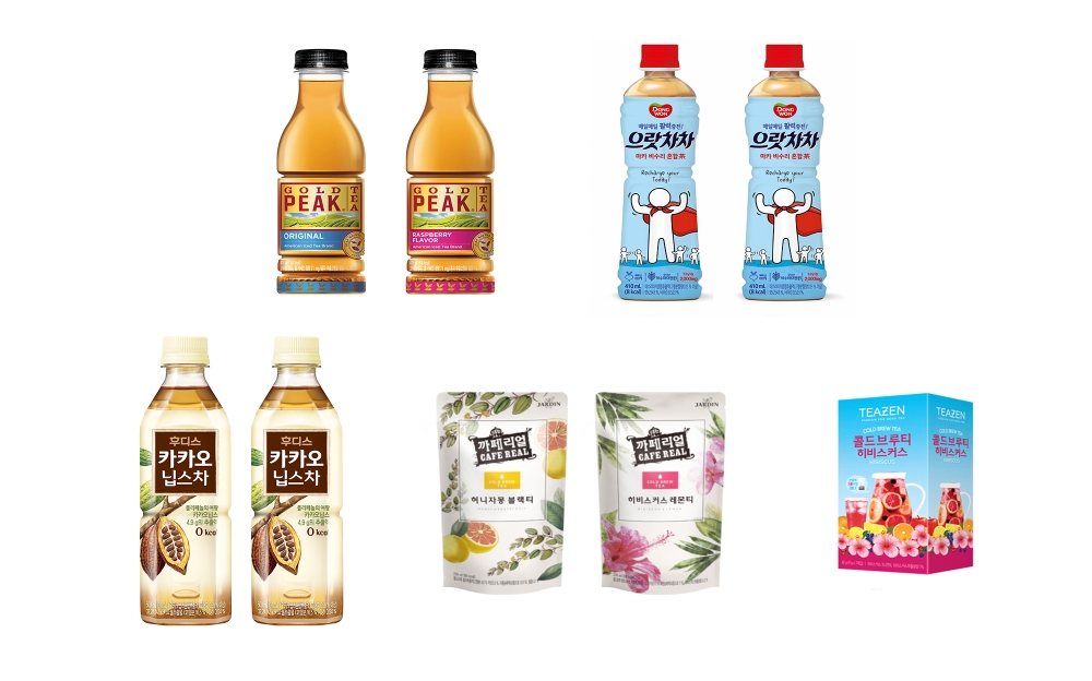 왼쪽상단 시계방향으로 코카-콜라사, 동원F&B, 티젠, 쟈뎅, 일동후디스.(사진= 코카-콜라사)