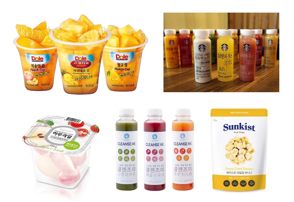 왼쪽위부터 시계방향으로 DOLE(돌), 스타벅스, 썬키스트, 흥국에프엔비, 한국야쿠르트. (사진=돌코리아)