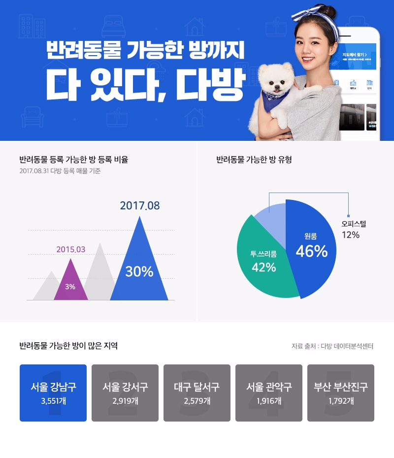 반려동물 동거 가능한 방 10배 이상 '급증'