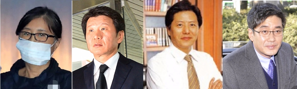 (좌부터) 최순실, 정몽규 현대산업개발 회장 담철곤 오리온그룹 회장 ·이호진 태광그룹 전 회장