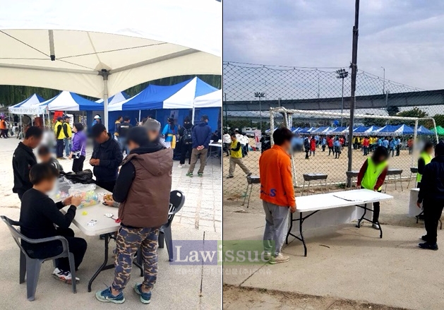사회봉사명령대상자들이 태조 이성계 축제에 일손을 돕고 있다.
