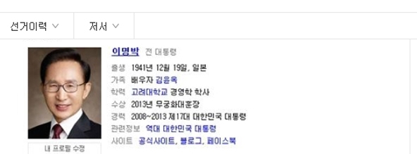 양대포털 '이명박' 검색해보니...이시형 씨 반영 결과가 다르다