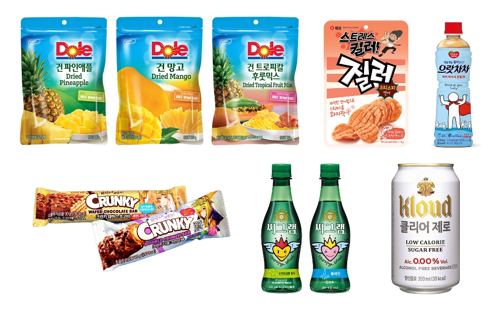 왼쪽위부터 시계방향으로 Dole(돌), 샘표 질러, 동원F&B, 롯데칠성음료, 코카콜라, 롯데제과. (사진=돌코리아)