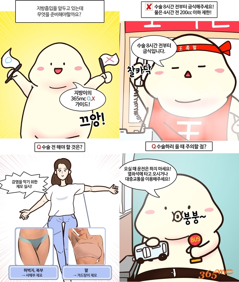 지방흡입 전후 주의사항 웹툰(사진=365mc병원)