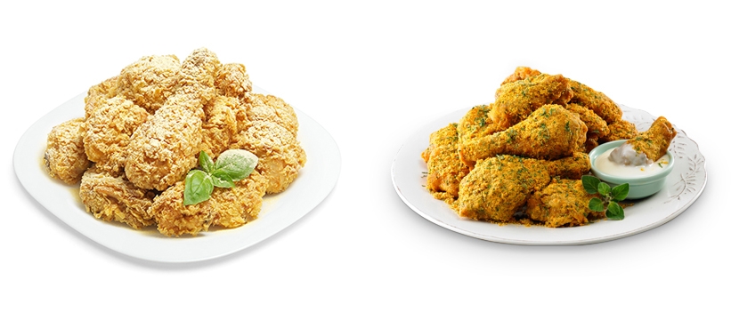 네네치킨 ‘스노윙 치즈치킨’(왼쪽)과 bhc ‘뿌링클 치킨’ (사진=네네치킨)