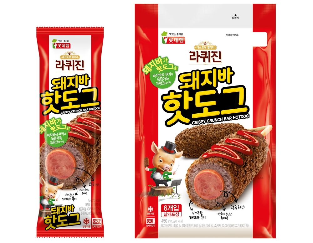 돼지바 핫도그 낱개 및 패키지 (사진=롯데푸드)