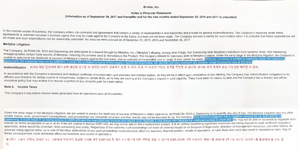 에볼루스 기업공개 투자설명서(사진=미국증권거래위원회에볼루 자료)