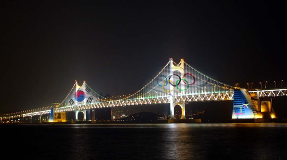 광안대교에서 펼쳐질 평창동계올림픽 응원 관련 미디어파사드 상상도 (사진=마사회)